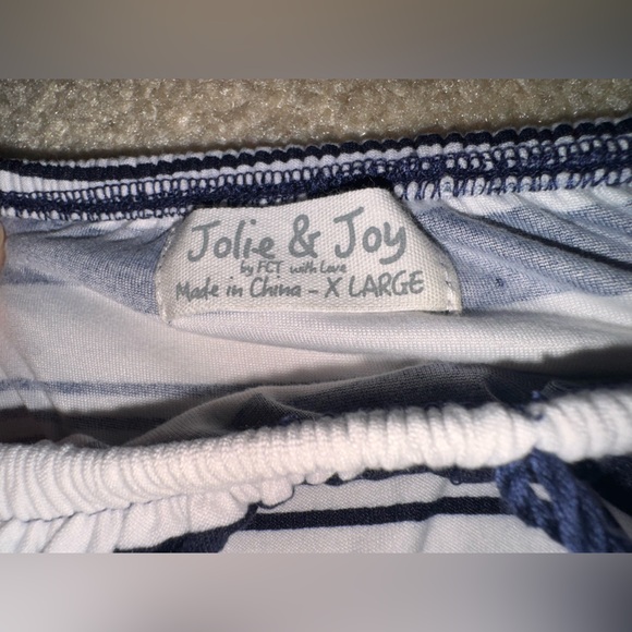 Jolie & Joy Striped Off the Shoulder Romper - Picture 6 of 7